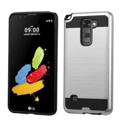 LG Stylo 2 Plus MS550 Iron Shield Hybrid Case (Silver)